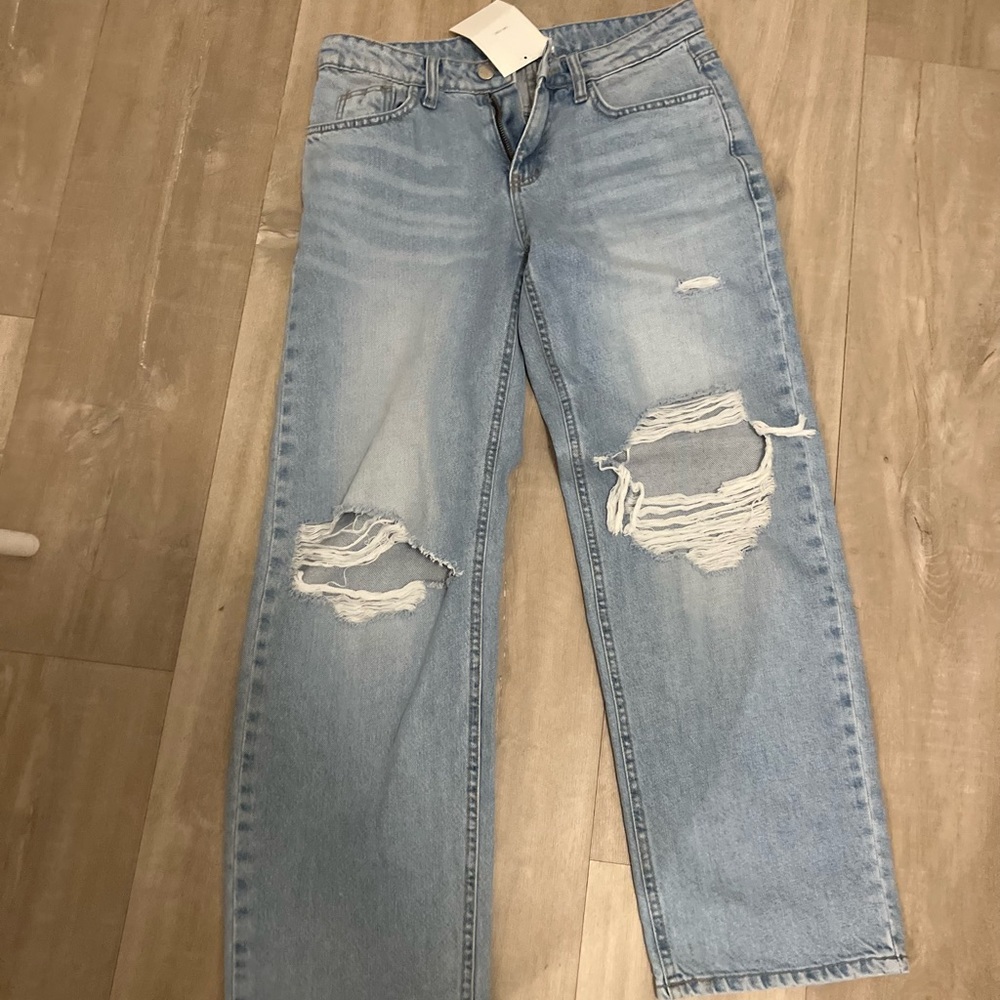 Brand new oak and fort ripped straight leg jeans